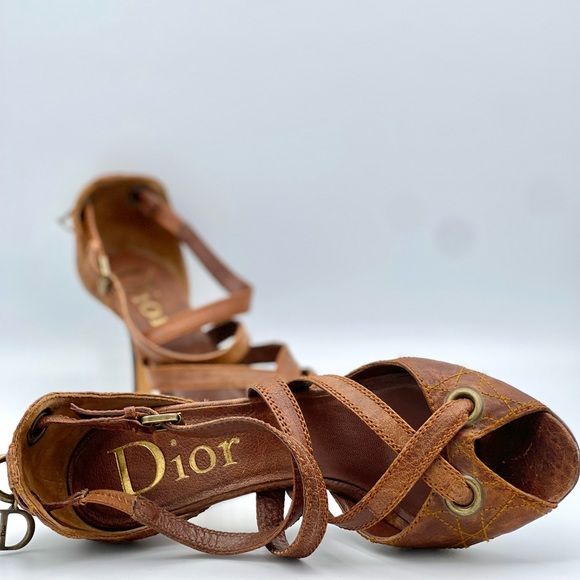 DIOR | Brown Quilted Leather D'Orsay Stiletto Pumps | IT 36.5 (US 6.5) - Picture 3 of 16